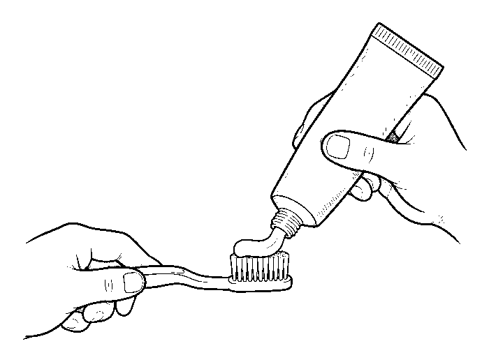 brushing teeth, step 1