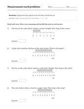 Measurement Word Problems worksheet for 2nd Grade