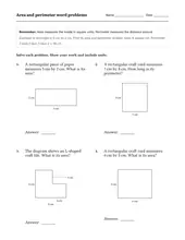 Area & Perimeter Word Problems worksheet for 3rd Grade