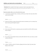 Addition & Subtraction Word Problems worksheet for 4th Grade