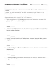Mixed Operations Word Problems worksheet for 4th Grade