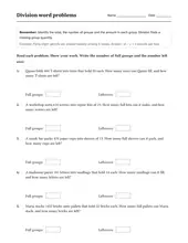 Division Word Problems worksheet for 5th Grade
