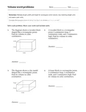 Volume Word Problems worksheet for 5th Grade