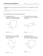 Geometry Word Problems worksheet for 6th Grade