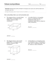 Volume Word Problems worksheet for 6th Grade