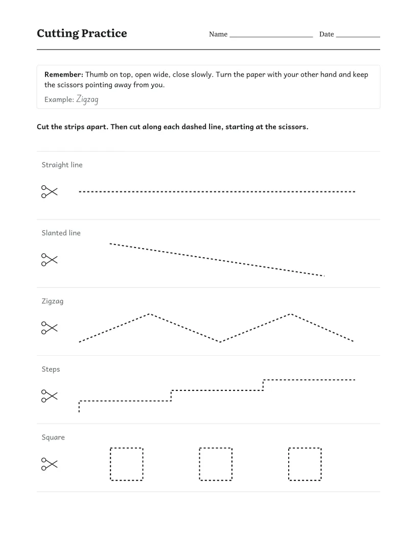 Cutting Practice worksheet for Preschool